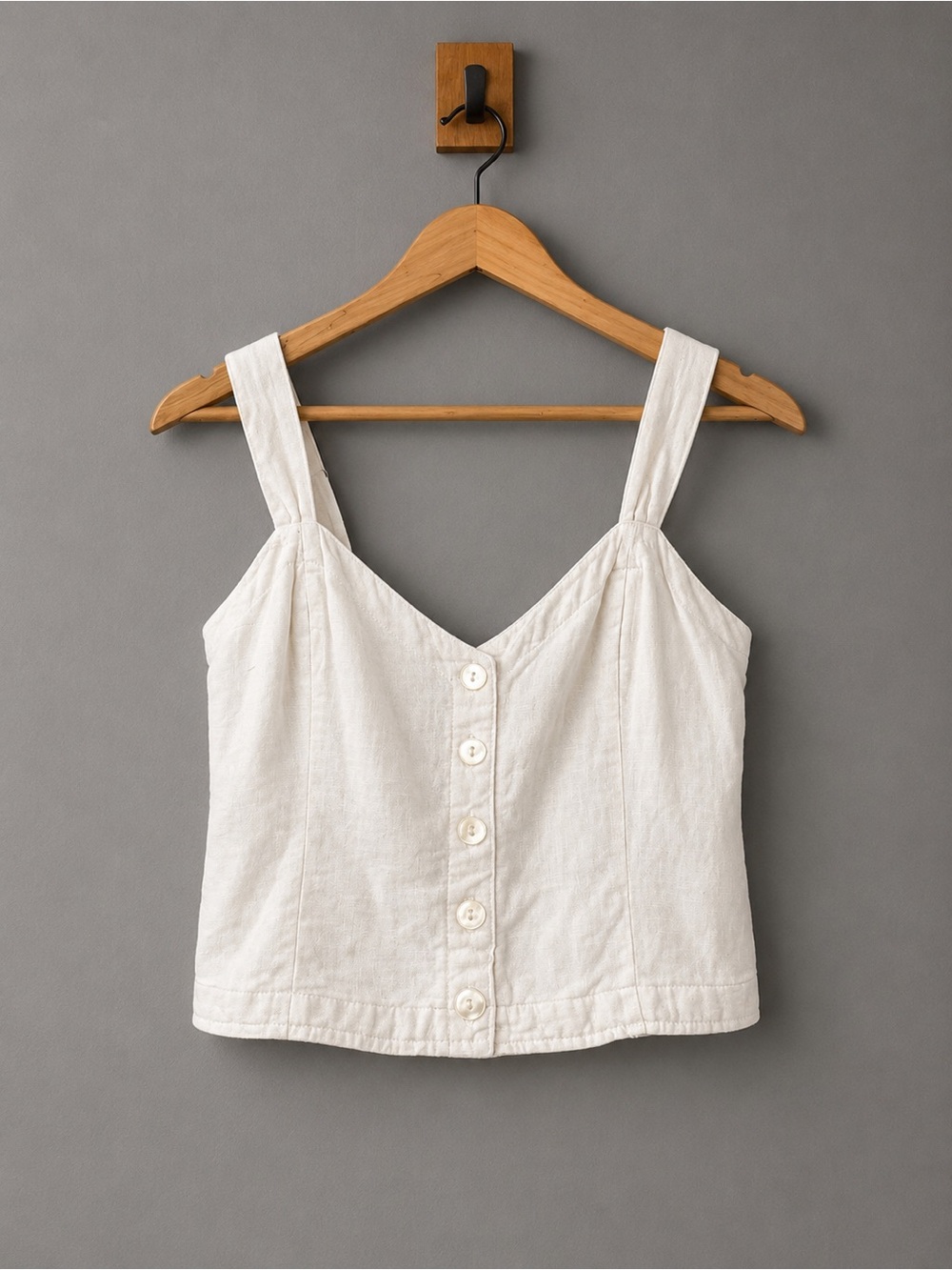 Abercrombie White Linen Blend Crop Tank Top Small Button Front Summer Cami